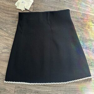 Sandro Black Skirt with pearl Trim